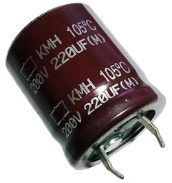 220uF 200V Radial Snap Mount Electrolytic Capacitor Nippon KMH200VN221M22X25T2